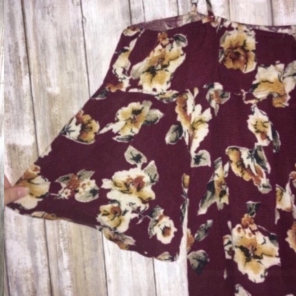 Altar'd State Red Floral Cold Shoulder Blouse - Picture 2 of 11
